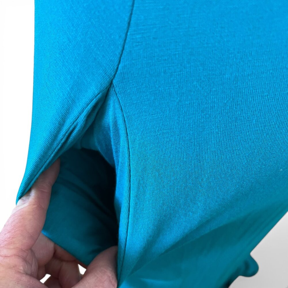 NWT Grecerelle Teal Turquoise Maxi Dress L Slit Pockets Boho Sleeveless Resort - Picture 4 of 5